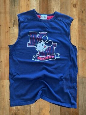 Vintage Disney Mickey Mouse Tank Top Blue Graphic Sleeveless Tagged Small